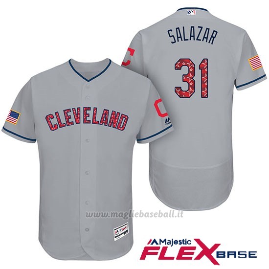 Maglia Baseball Uomo Cleveland Indians 2017 Estrellas y Rayas Danny Salazar Grigio Flex Base